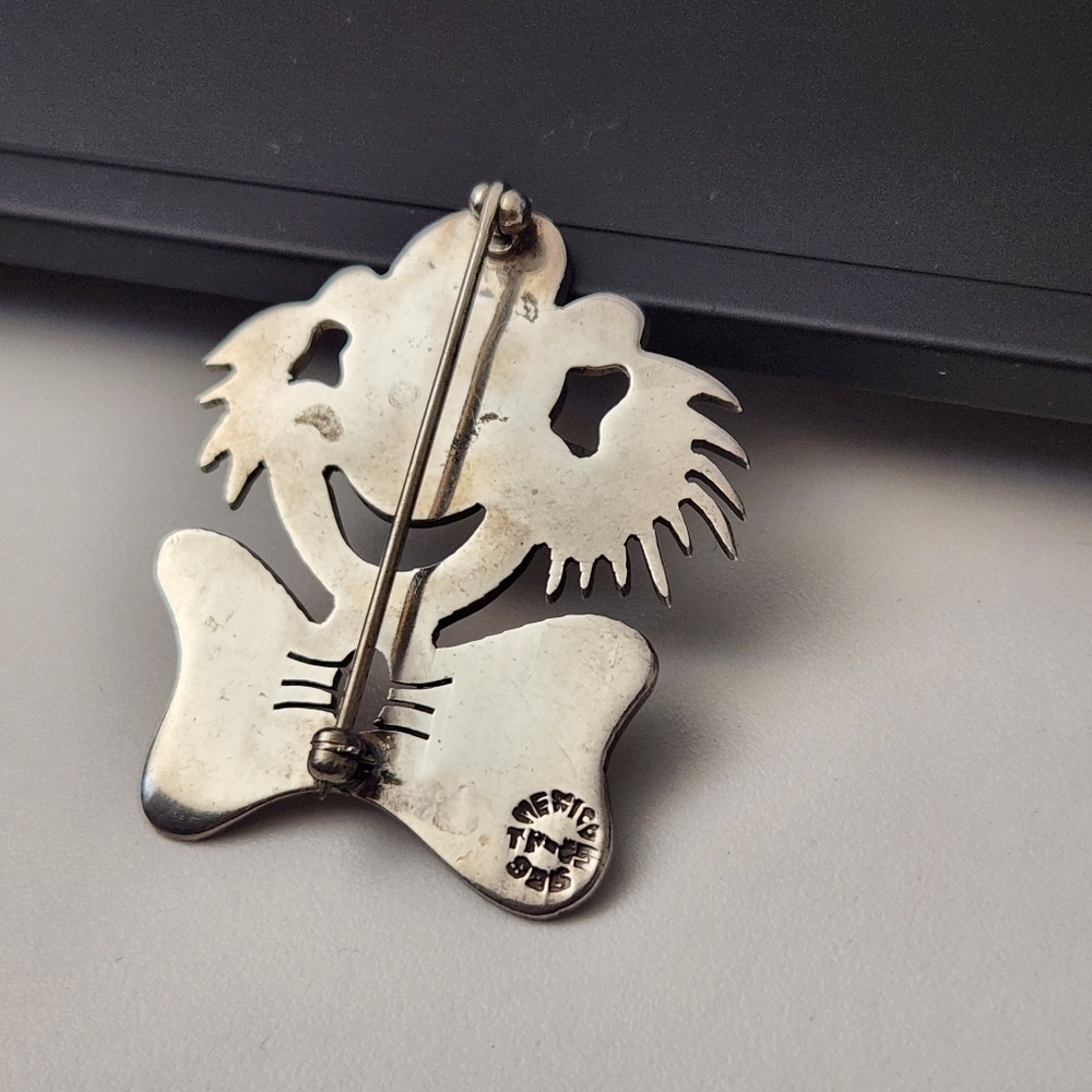 Taxco Clown Pin, Sterling Silver And Brass - Picture 2 of 4